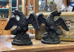 Pair Federal Style Cast Iron Eagle Bookends Circa 1925