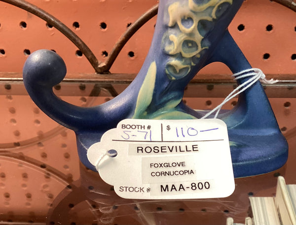 Roseville Blue Foxglove Cornucopia Vase 163-6