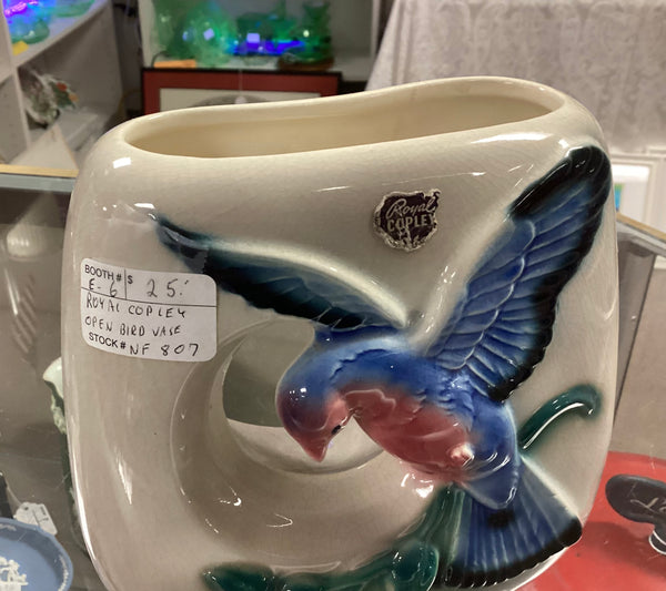 Royal Copley Bluebird Open Vase/Planter