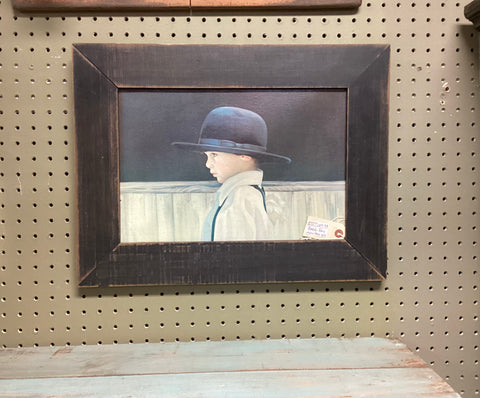 Framed Amish Boy on Canvas