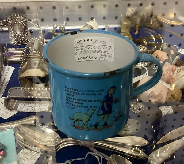 Blue Enamelware Child's Nursery Rhyme Cup