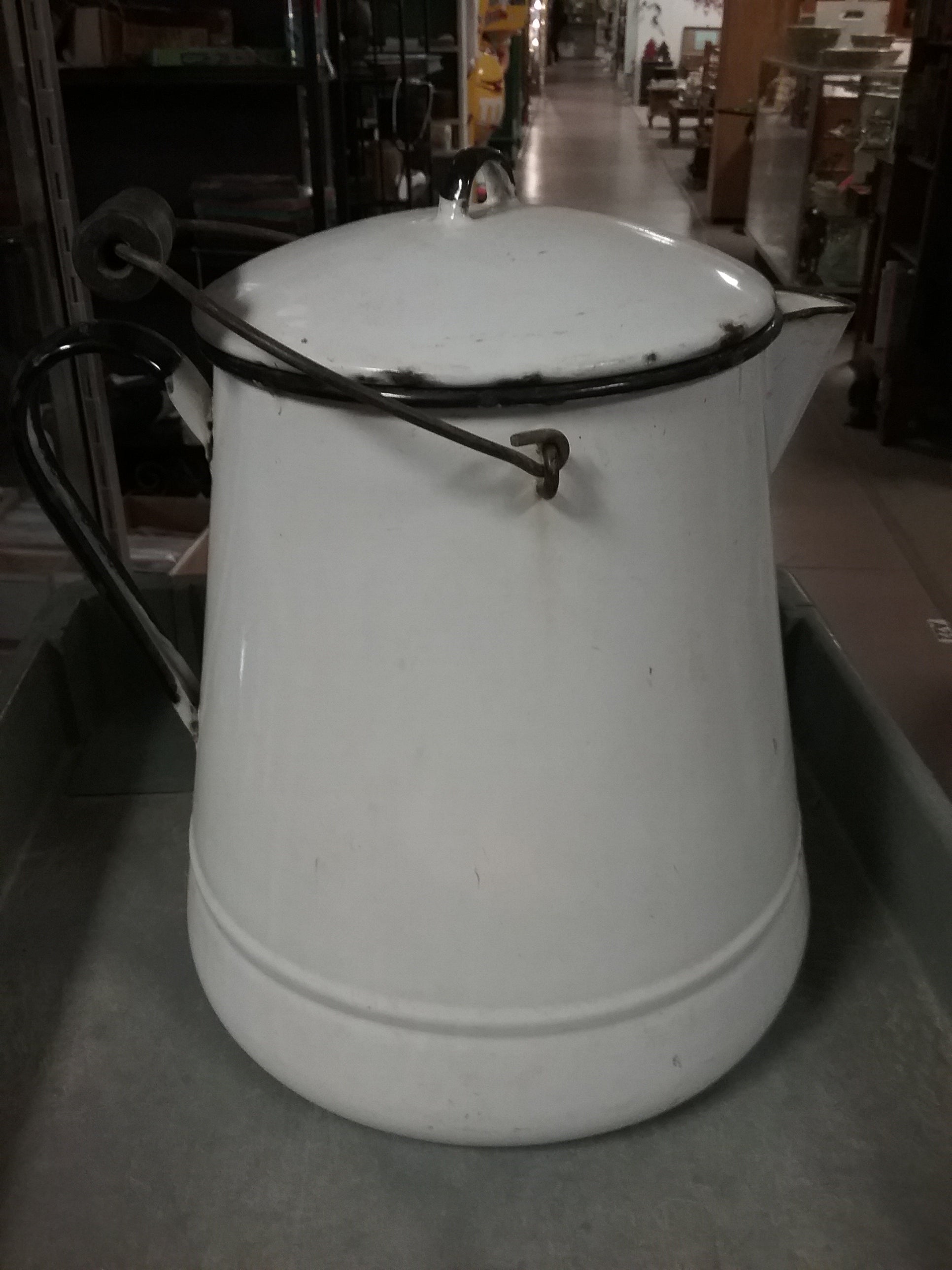 Vintage White Enamel top Coffee Pot