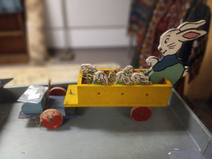 Vintage Easter Bunny Wood Toy Truck