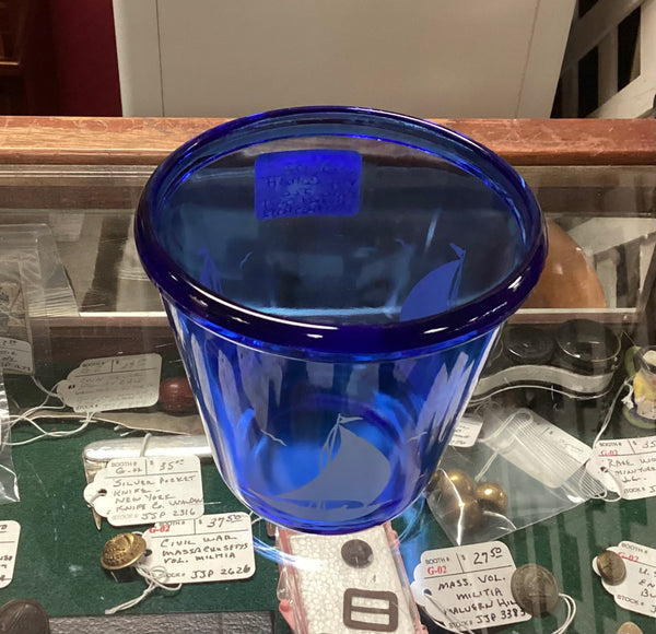Hazel Atlas Ships Cobalt Blue Vintage Glass Cocktail Shaker