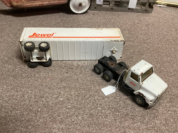 Vintage Structo Metal Jewel Company Toy Semi Truck and Trailer