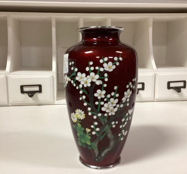 Red Japanese Cloisenne Vase