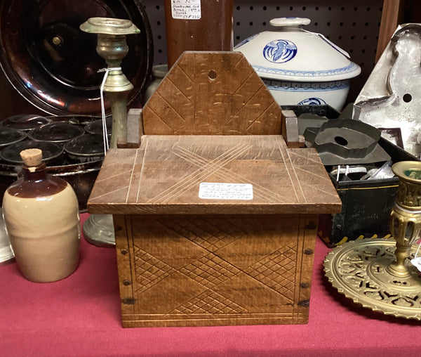 Wooden Tramp Art Salt Box