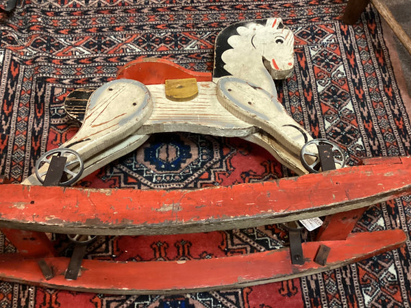 Painted Wooden Child's Rocking Horse