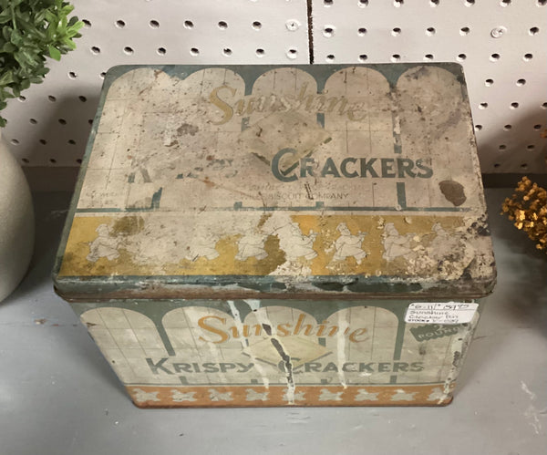 Vintage Metal Sunshine Krispy Crackers Advertising Tin