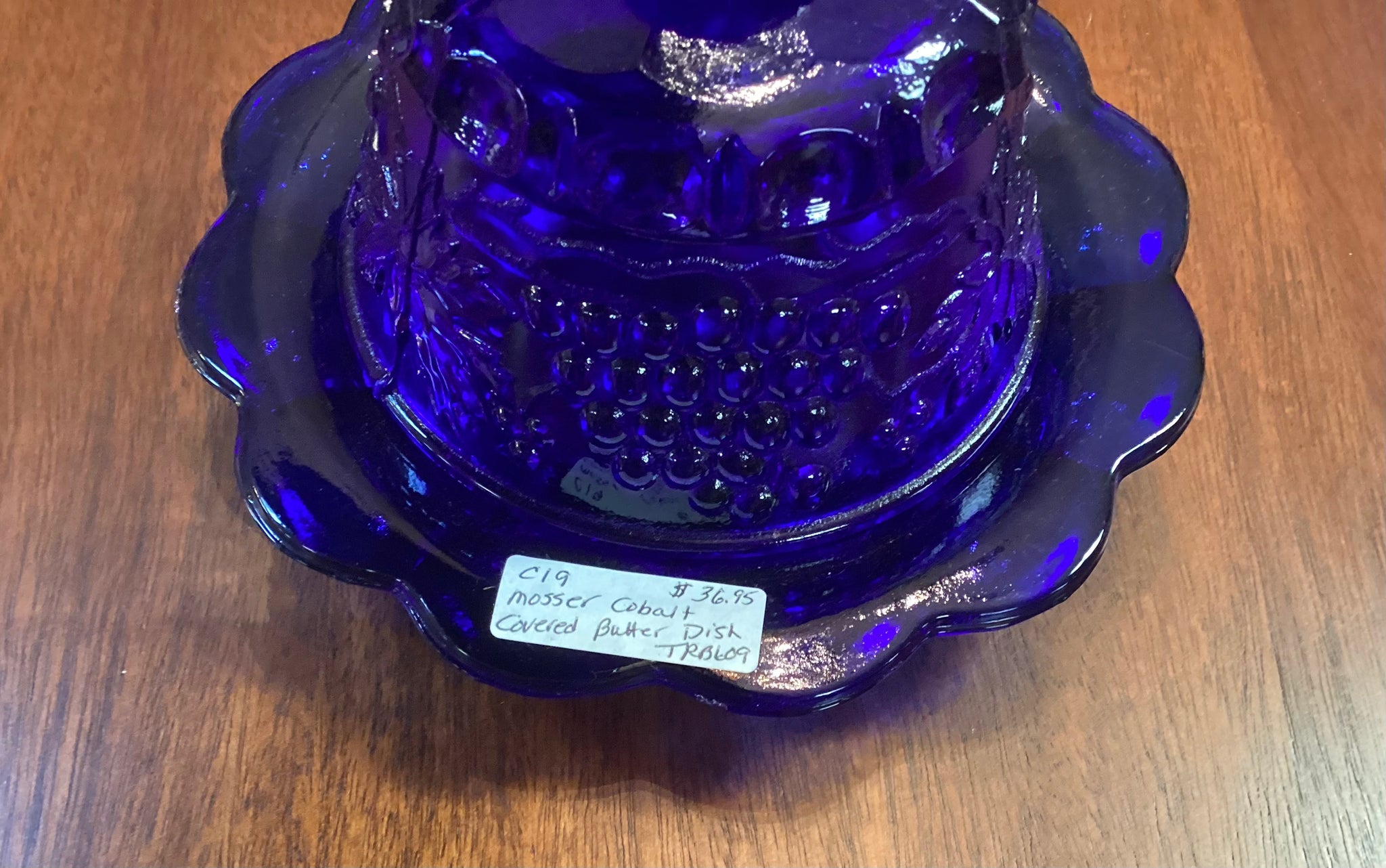 Cobalt blue glass butter dish best sale