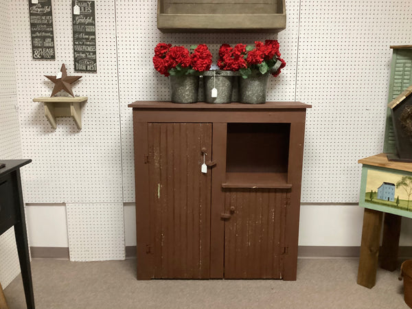 Painted Red Primitive Wooden Cupboard Made in Indiana