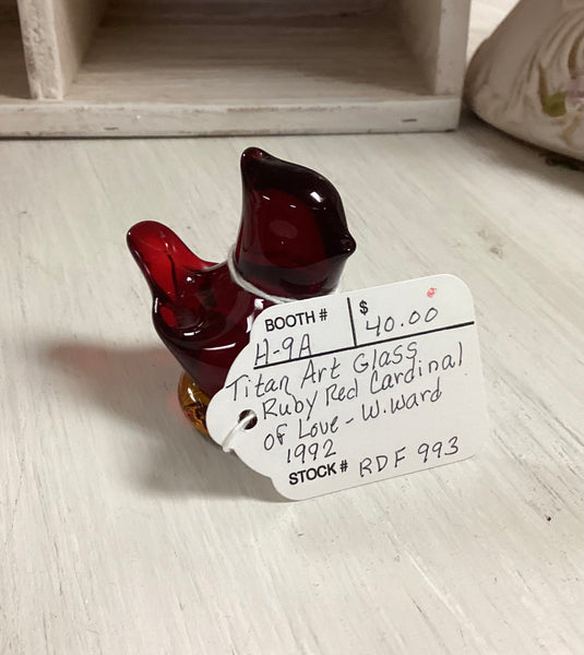 Titan "Cardinal of Love" Miniature Ruby Amberina Art Glass Figurine