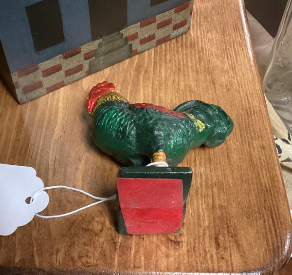 Vintage Painted Cast Iron Rooster Miniature
