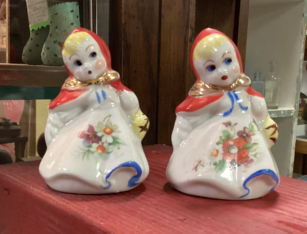 Little Red Riding Hood Vintage Salt and Pepper Set