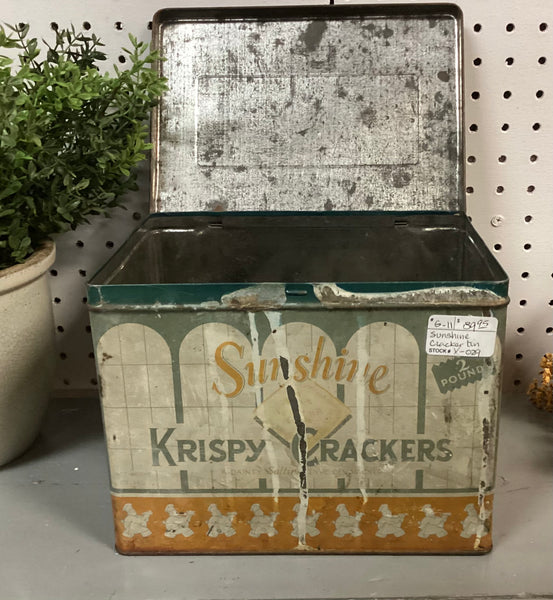 Vintage Metal Sunshine Krispy Crackers Advertising Tin