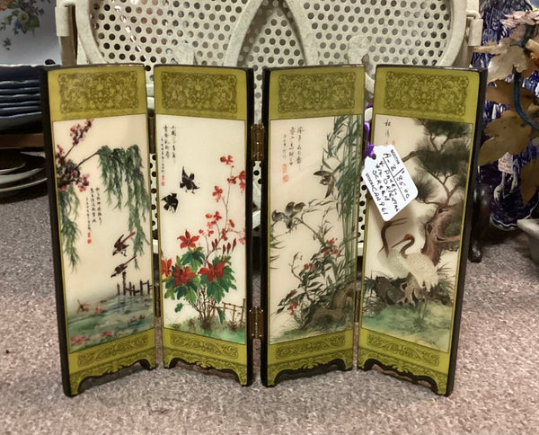 4-Paneled Miniature Oriental Folding Screen.
