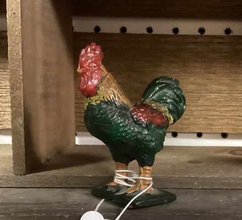 Vintage Painted Cast Iron Rooster Miniature