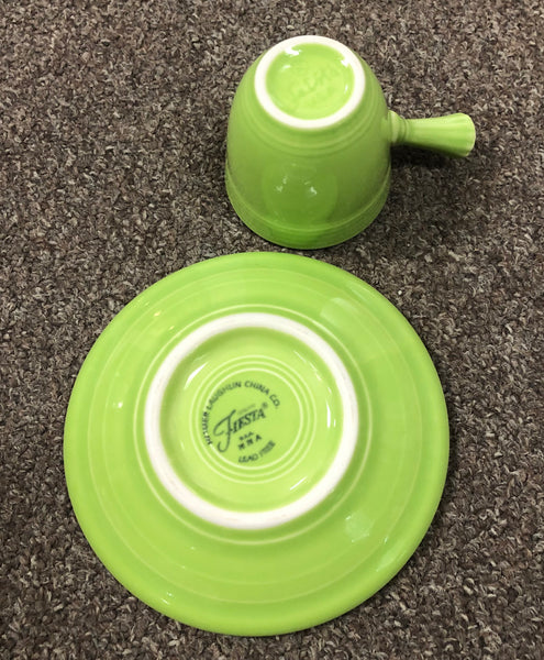 Vintage Homer Laughlin Fiestaware 1950's Chartreuse Demitasse Cup & Saucer