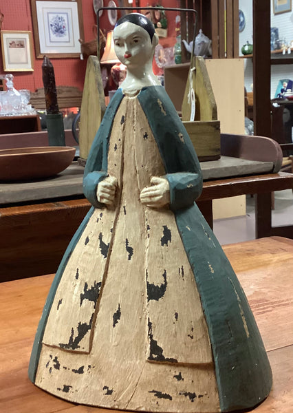 Wooden Painted Primitive Style Colonial Lady Figure