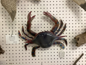 Carved Wood Blue Crab Wall Decor