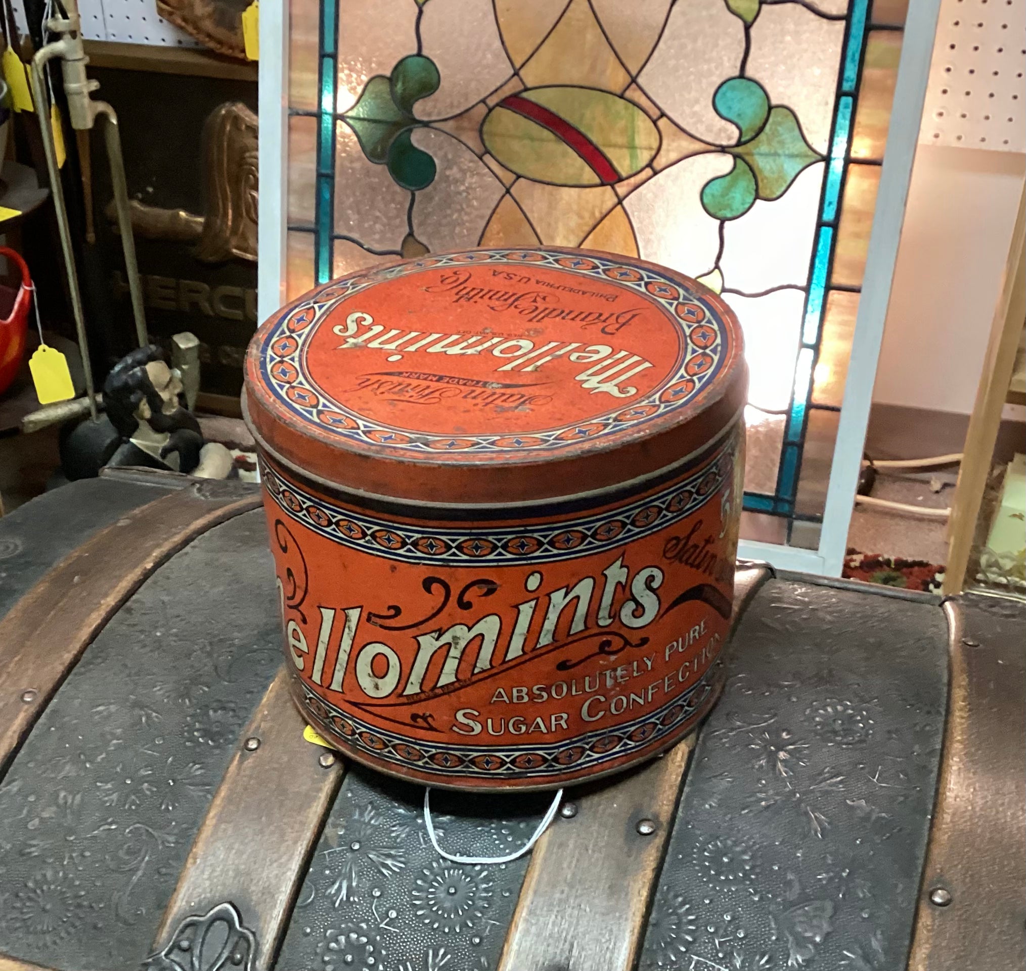 Antique Metal Advertising Tin 5 lbs Mellomints