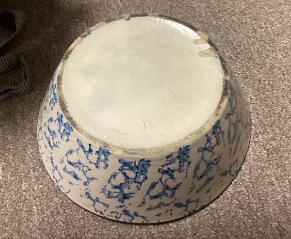 Blue & White Splatterware Pottery Bowl