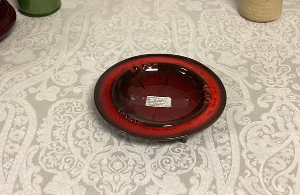Mid Century Modern Round Franciscan Oxblood Red Ashtray