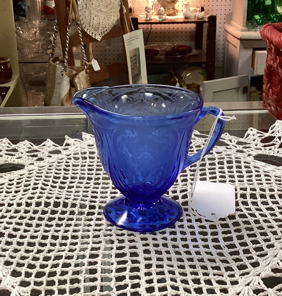 Hazel Atlas Royal Lace Cobalt Blue Depression Glass Creamer