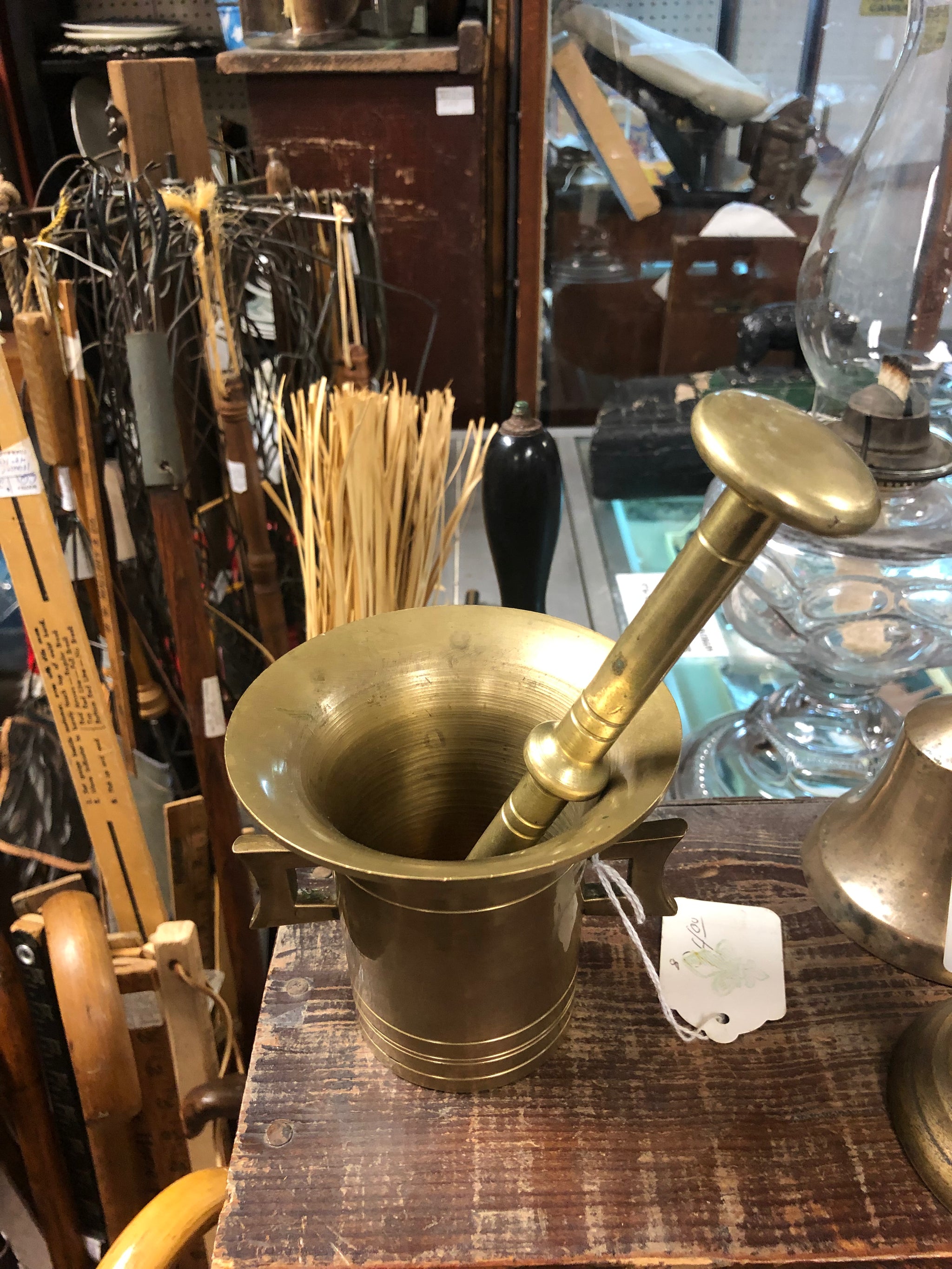 Shops Vintage Brass Pestel and Mortar