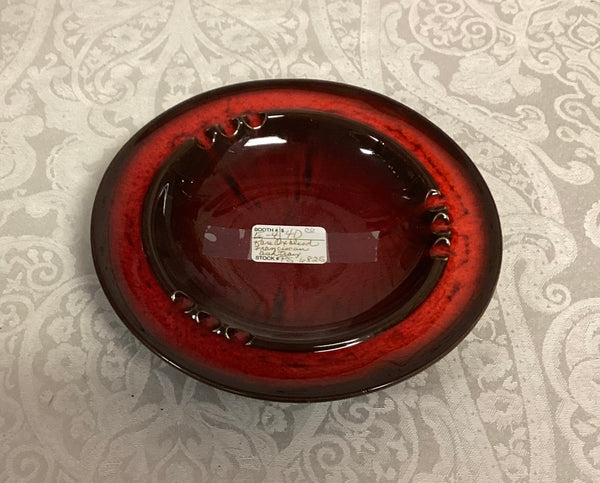 Mid Century Modern Round Franciscan Oxblood Red Ashtray