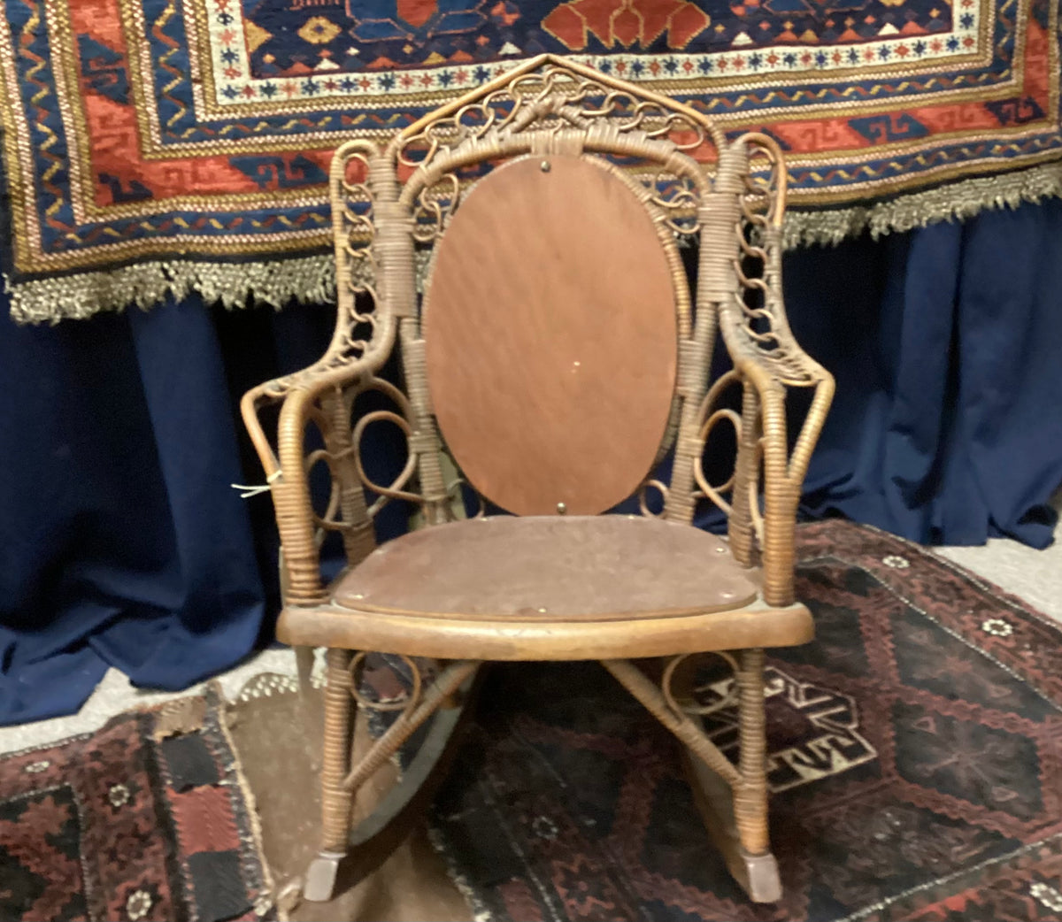 Circa 1920 Child’s Natural Wicker Rocking Chair – Williamsburg Antique Mall