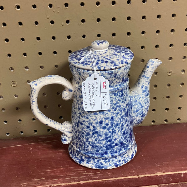 Blue & White Spongeware Coffee Pot