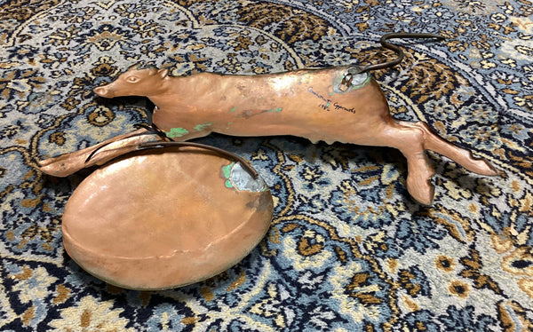 Copper Folk Art Trade Sign "The Cow Jumped Over the Moon"