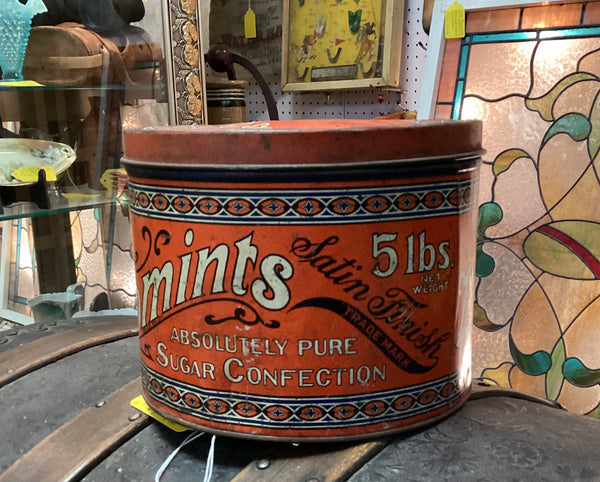 Antique Metal Advertising Tin 5 lbs Mellomints