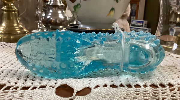 Fenton Glass Cat Slipper Hobnail Opalescent Blue
