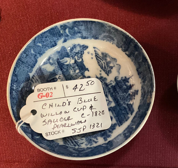 Blue Willow Pearlware Child’s Cup & Saucer Circa 1820