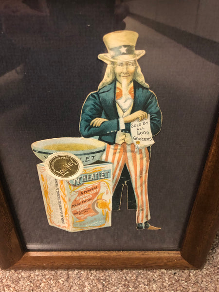 Framed Vintage Wheatlet Breakfast Cereal Uncle Sam Advertising Wall Art