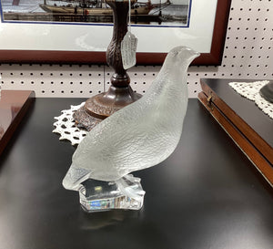Lalique Signed Frosted Art Glass Quail Figurine
