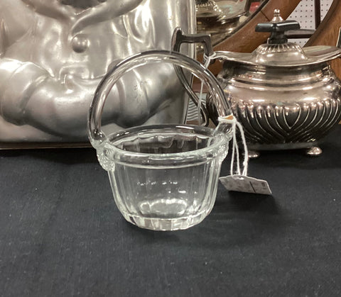 Small Vintage Clear Glass Basket
