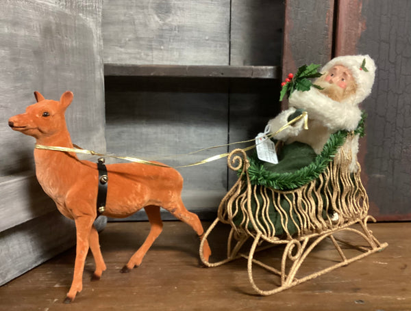 Byers' Choice Victorian Santa w/Sleigh & Reindeer