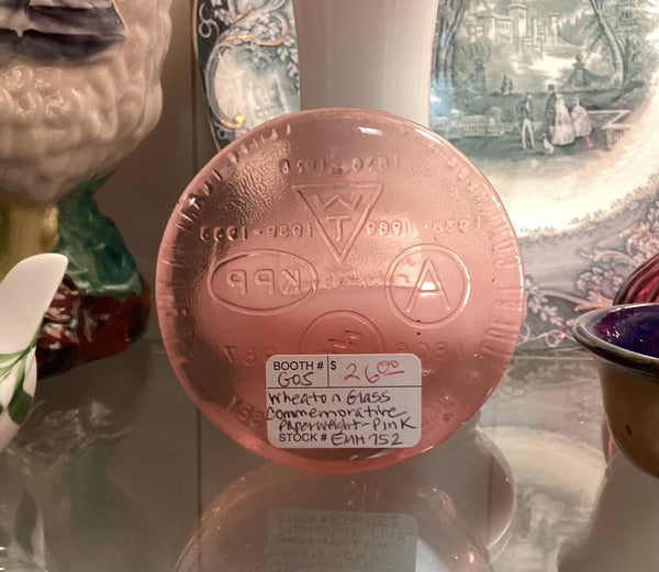 Wheaton Pink Glass Commemorative Paperweight