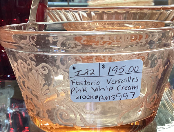 Fostoria Versailles Pink Glass Whipped Cream Dish w/ Handle