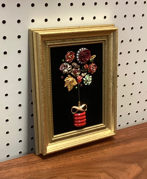 Framed Vintage Jewelry Floral Art