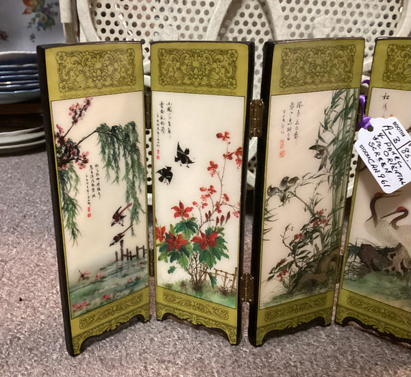 4-Paneled Miniature Oriental Folding Screen.