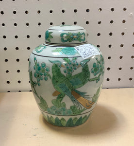 Ginger Jar Green White Blue Made in Japan