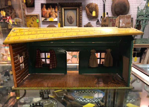 Vintage Toy Tin Lithographed Bar M Ranch House