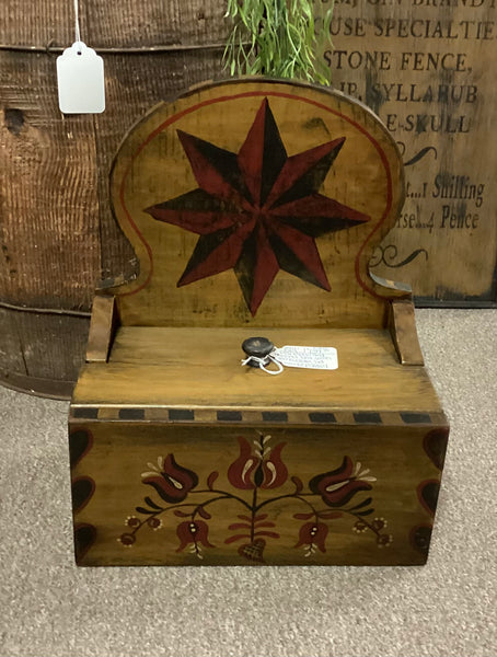 Hand Painted Folk Art Style Wooden Box w/ Lid
