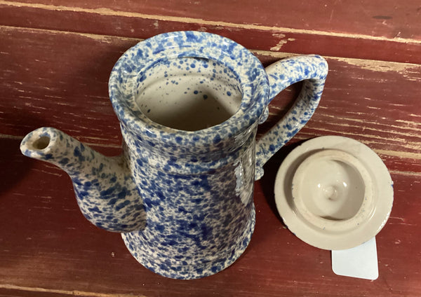 Blue & White Spongeware Coffee Pot