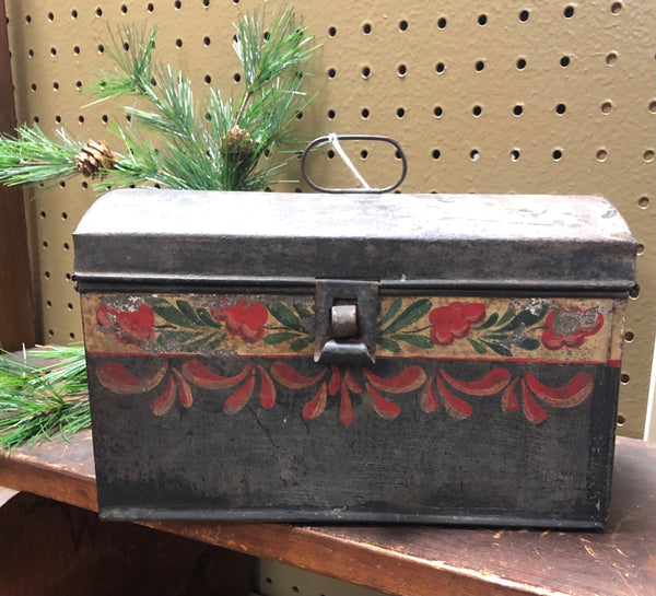 Antique Tole Painted Metal Document Box w/ Original Paint