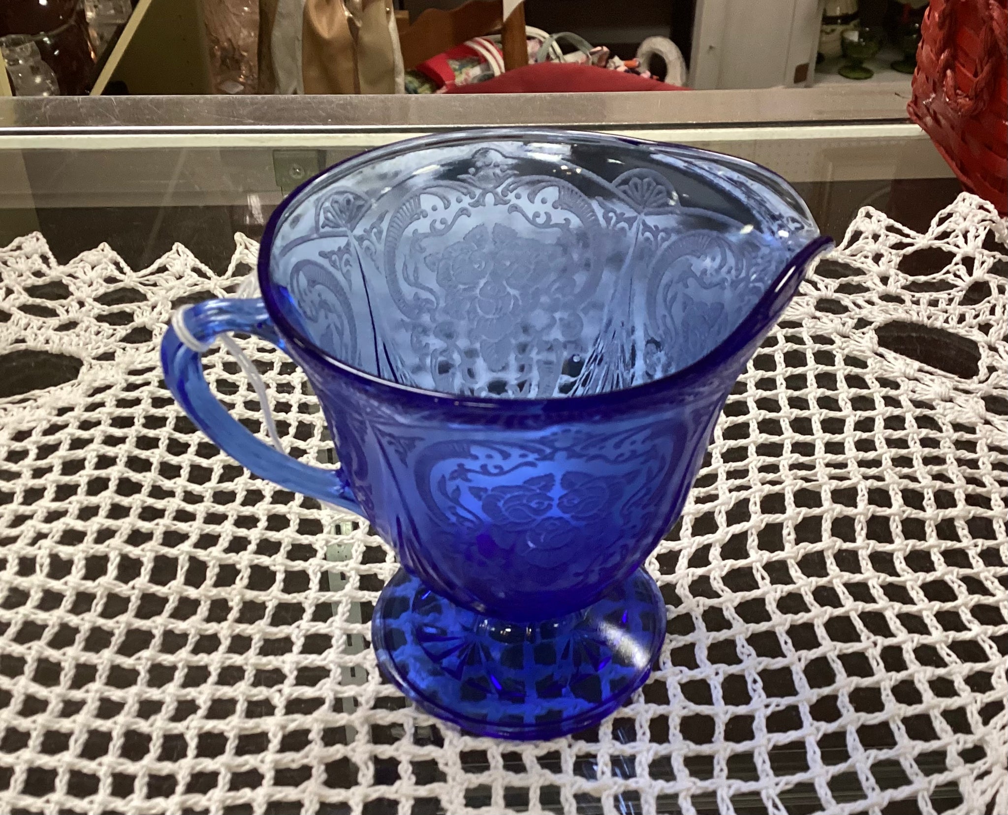 Hazel Atlas Royal Lace Cobalt Blue Depression Glass Creamer Hazel Atlas Royal Lace Cobalt Blue Depression Glass Creamer